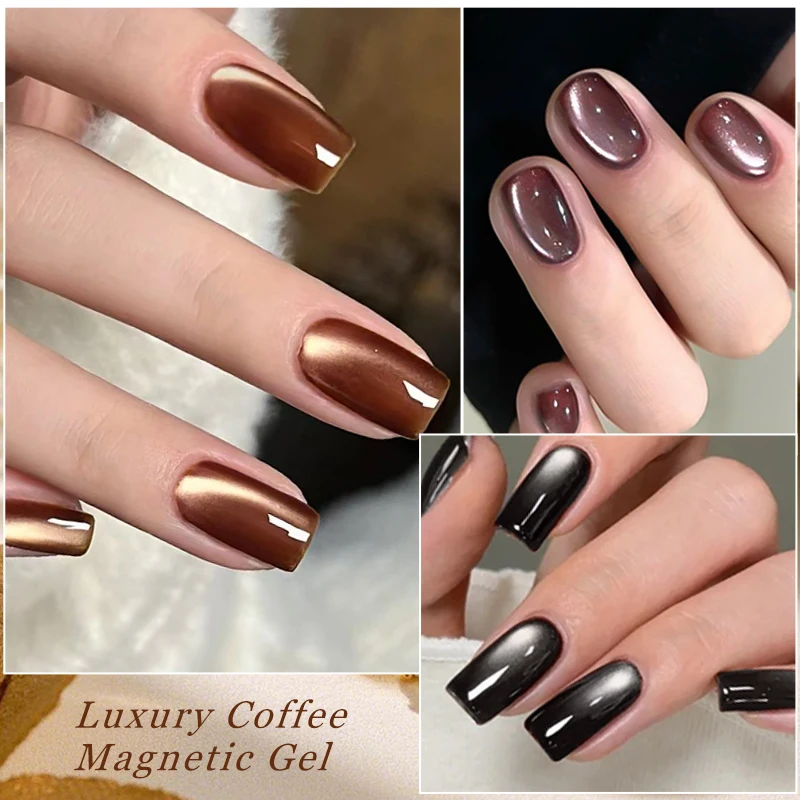 10 ml Luxus Kaffee Magnetische Gel Nagellack Glitter Semi Permanent Soak Off UV LED Gel Lack Für Maniküre DIY Nagel liefert