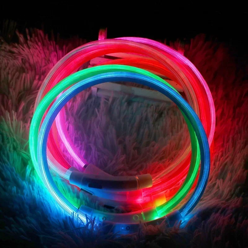 Detachable Pet Adjustable Labrador Glowing Light Dog Dogs For Collar Anti-lost Night LED Charging USB Luminous