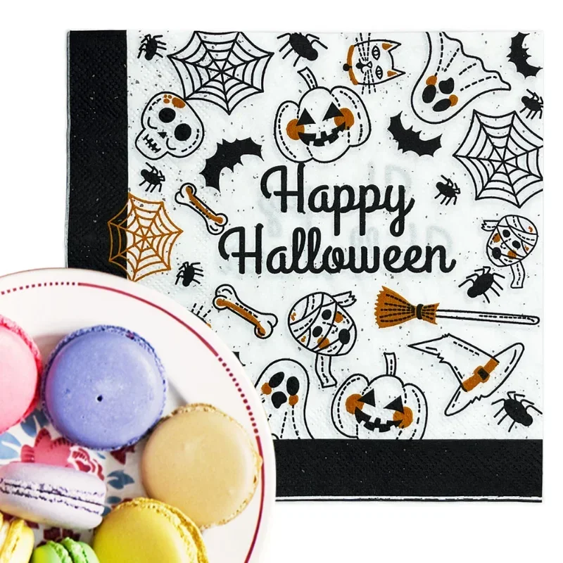 Halloween Spooky Bat Tissue Cocktail Napkins Food Grade Printed Tissue Paper Paper Napkins Napkins Decoupage 20pcs