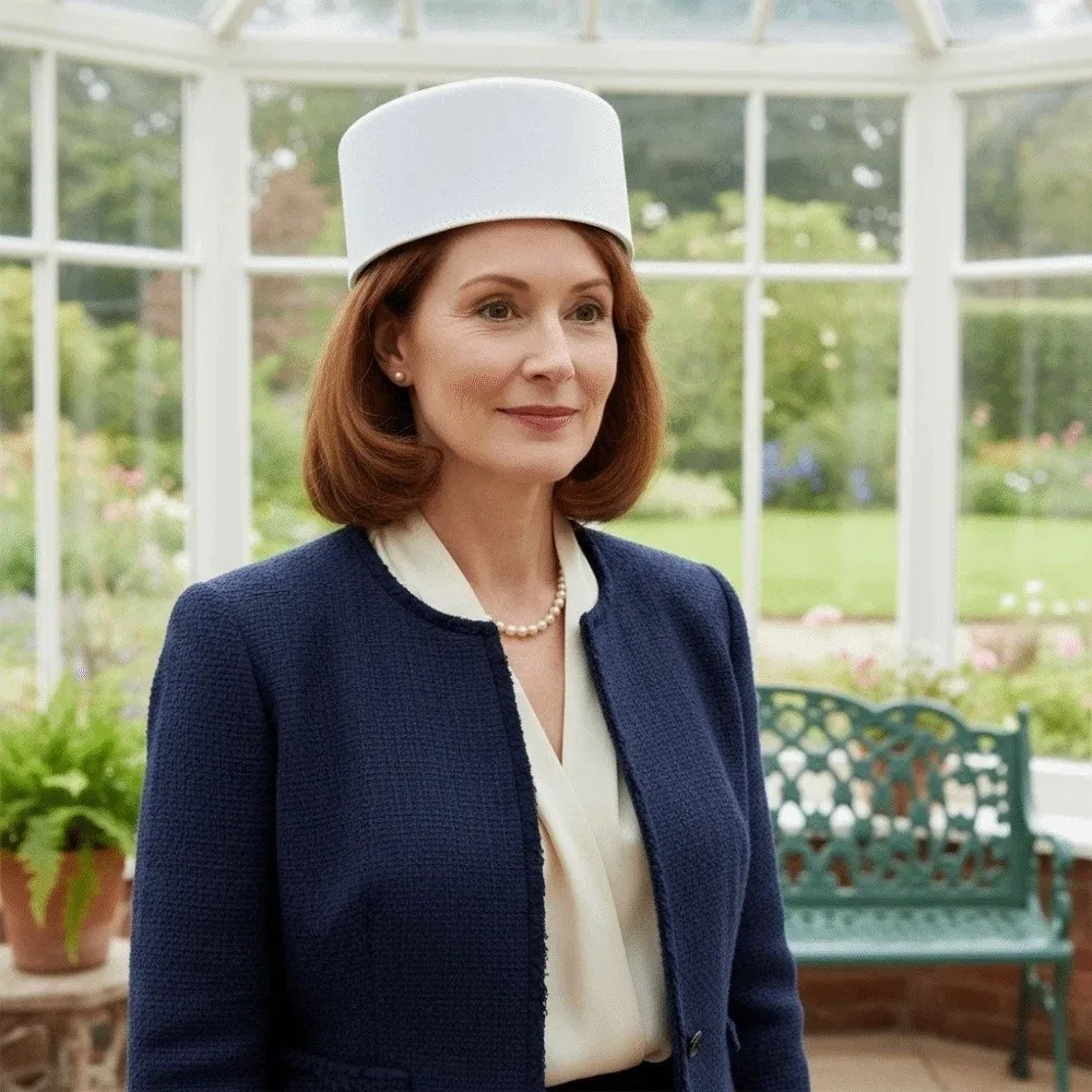 Uniform Stewardess Hat Vintage Looking Pillbox Hat Air Hostess French Style Woolen Top Hat Dome Solid Color Formal Hat Banquet