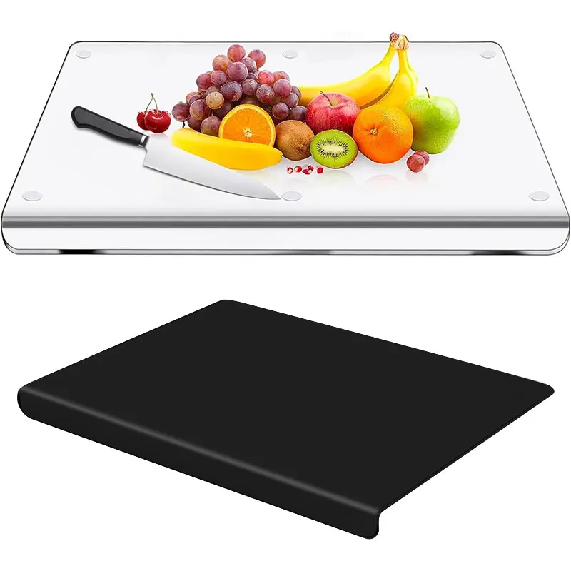 Acrylic Cutting Board with Counter Lip Thickness Clear Acrylic Cutting Board for Kitchen Anti Slip Cutting Board