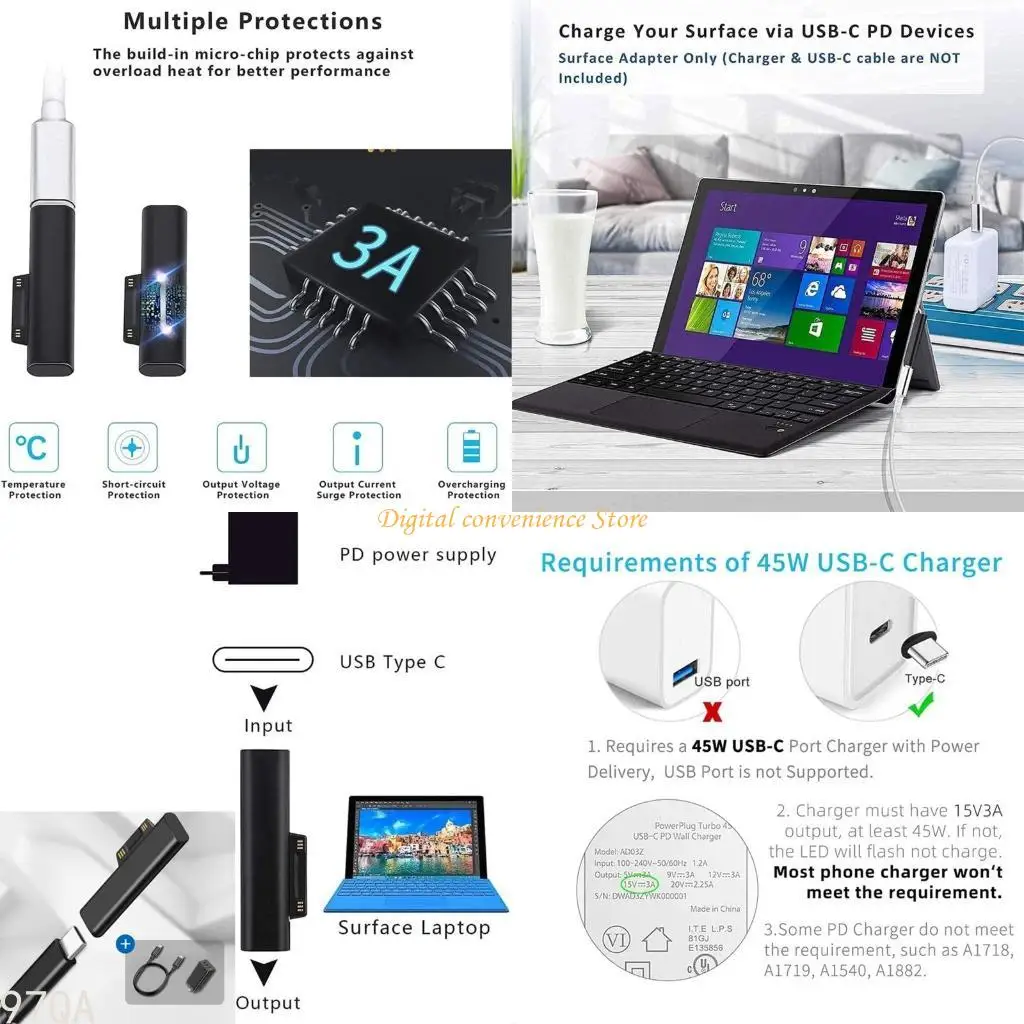 

97QA Fast Charging USB C Power Adapter For 7 6 5 4 3 Converter Charging Adapter