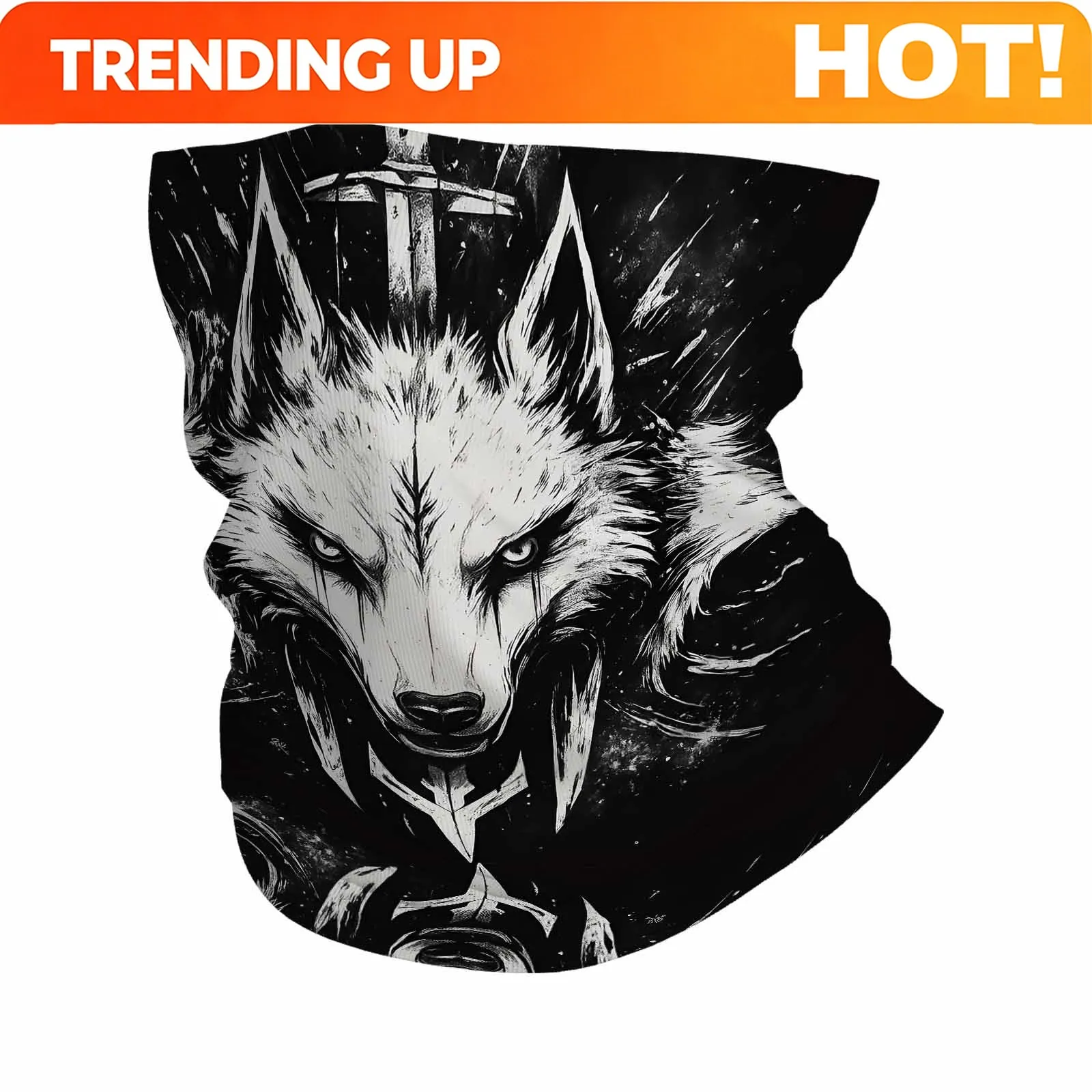 Customization Wolf, Symmetrical, Black And White Novel Design Multi-Functional Print Scarf Suitable For Outdoor Men Women