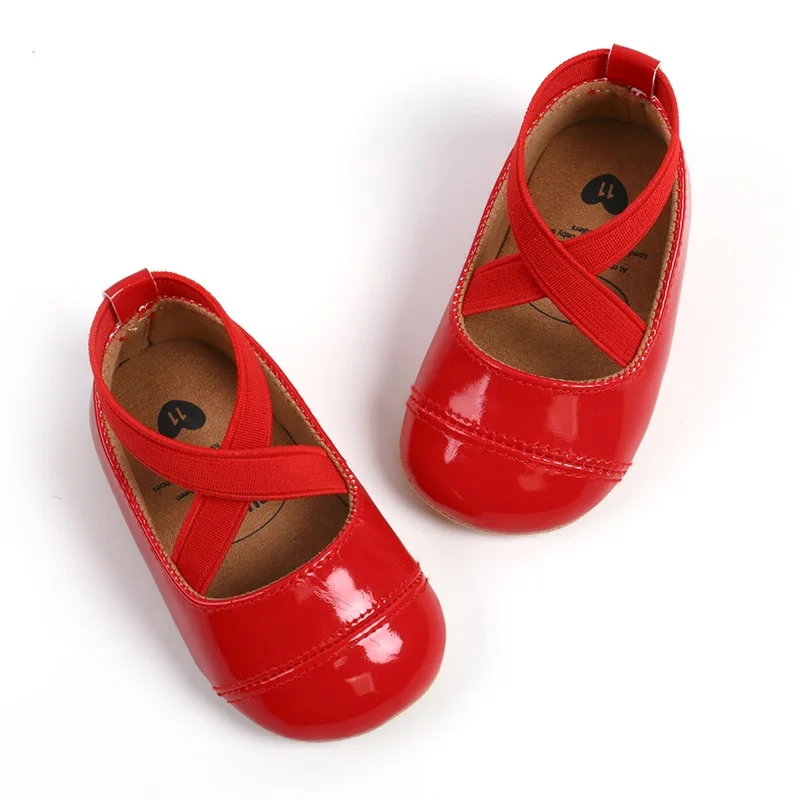 Sepatu putri bayi perempuan 0-18 bulan, sandal pernikahan imut Mary Jane, sepatu kulit kecil, sepatu gaun pernikahan