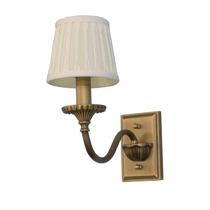 

American atmospheric living room background wall full copper wall lamp, villa bedroom bedside lamp