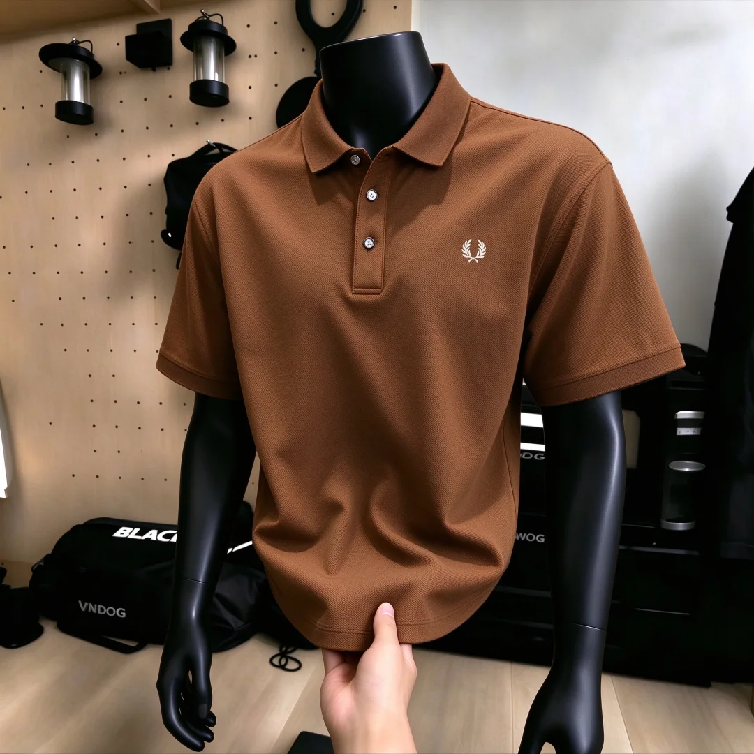 Fred Perry Embroidered POLO Men's FP Three Button Collar Solid Color Short Sleeve Business Casual T-shirt Top