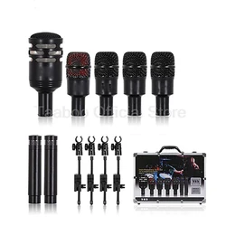 Drum Microphone Kits Professional Multi Microphones XLR Dynamic+Condenser Sound Recording Wired Mic for Stage Band Performance