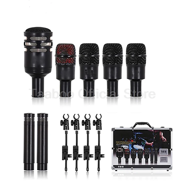 Drum Microphone Kits Professional Multi Microphones XLR Dynamic+Condenser Sound Recording Wired Mic for Stage Band Performance