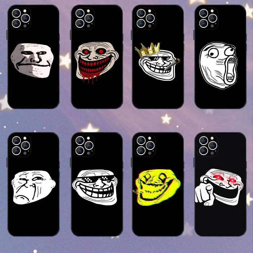 

Troll Face Meme Phone Case For iPhone 17,16,15,14,13,12,11,Pro,XS,Max,XR,Plus,E,SE4,Mini Black Soft Cover