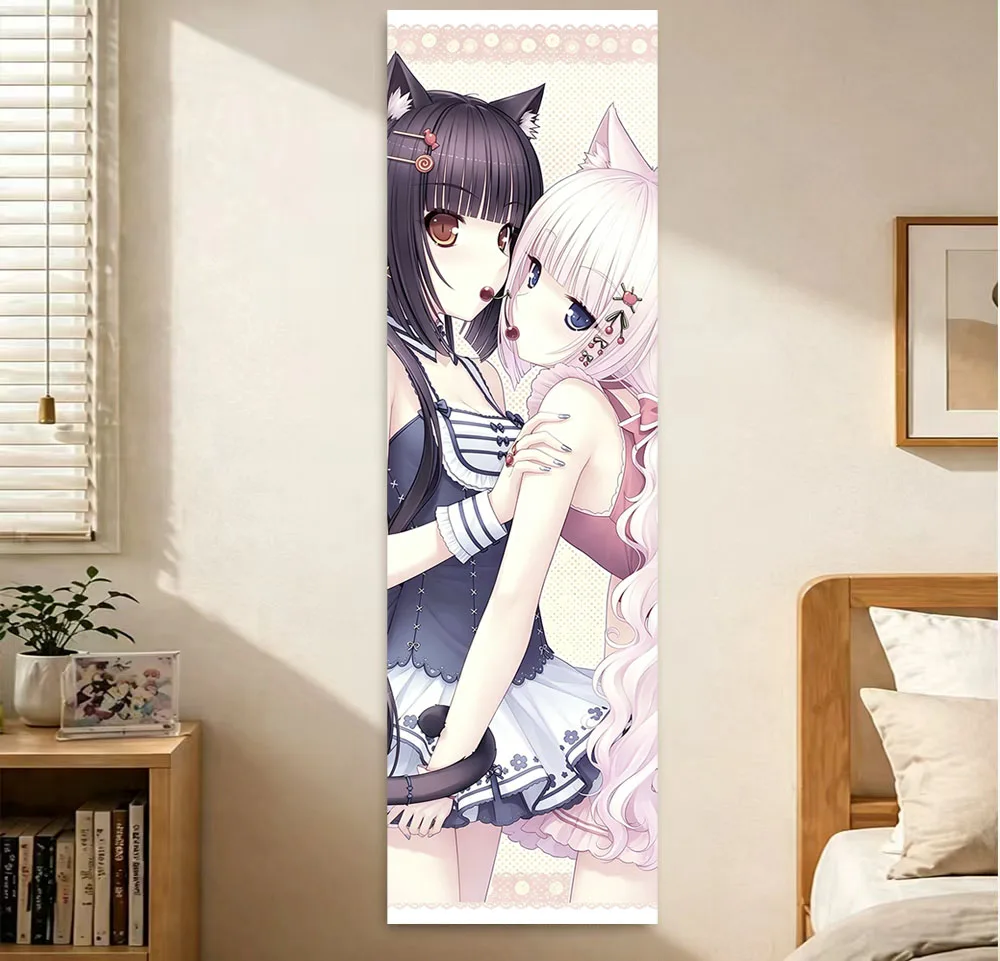 N-Nekopara Tapestry Cute Kawaii Anime Girl Group Long Tapestry Party Bedroom House Living Room Decor Room Necessaires Stuff