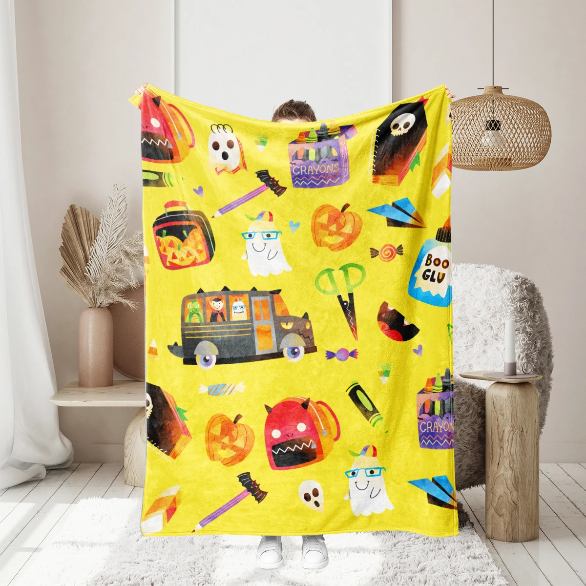 2024 Halloween Seasonal Blankets.Yellow,Used for Bed Sofa Gifts ,Stitch HD Printed Blanket ,Thin Travel Picnics Throw Blanket