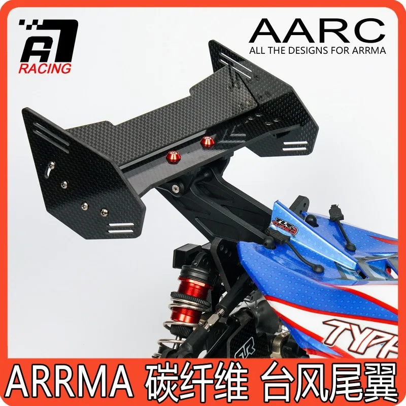3mm Thick Carbon Fiber Adjustable Angle Rear Wing for ARRMA TYPHON 1/8 RC Buggy, Upgraded Spoiler with Adjustable Attack Angle