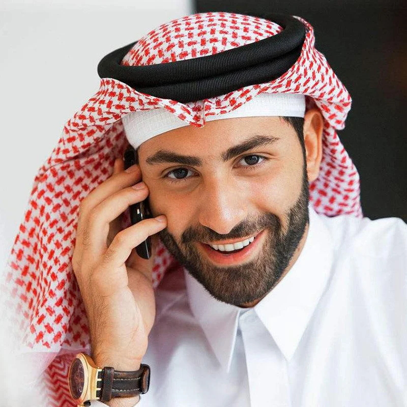 New Muslim Men Plaid Print Headscarf Arab Dubai Turban Neck Wrap Arabic Middle East Desert Head cover Shawl