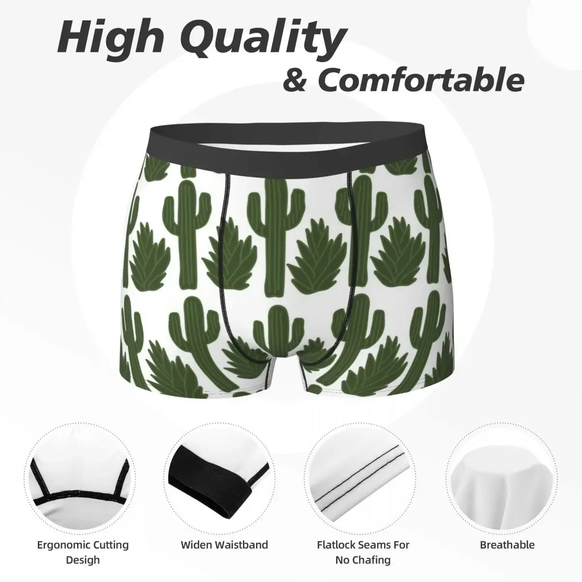 Boxer Underpants Shorts Cactus Fiesta Panties Male Breathable Underwear for Homme Man Boyfriend Gifts