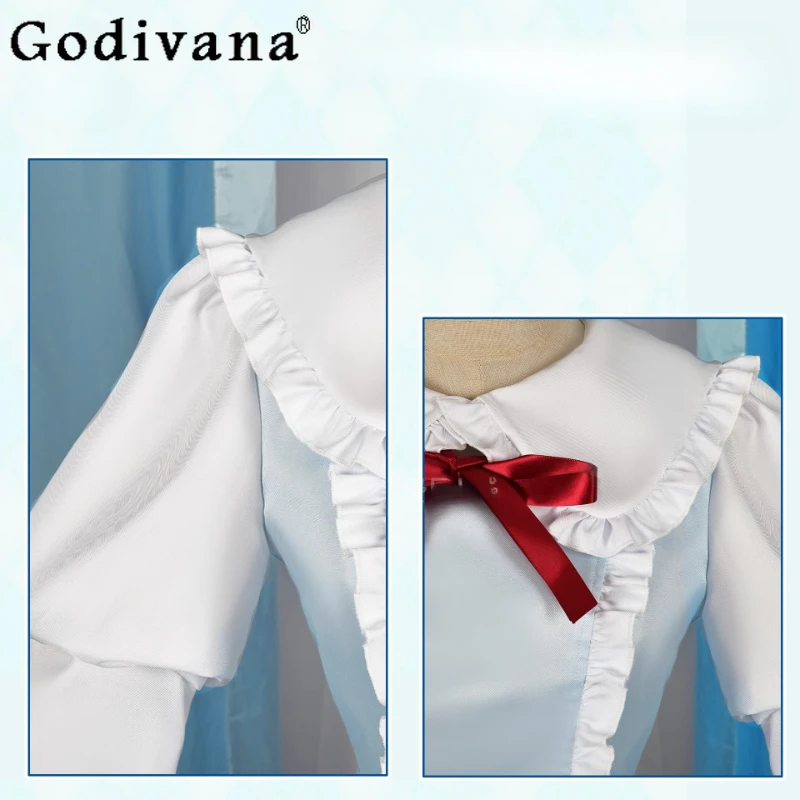 أنثى الأزرق القوطية لوليتا فستان مع شعر مستعار ل Hallowmas عيد الميلاد دور اللعب المرأة الحلو فستان الحفلات مجموعات الزي الرسمي