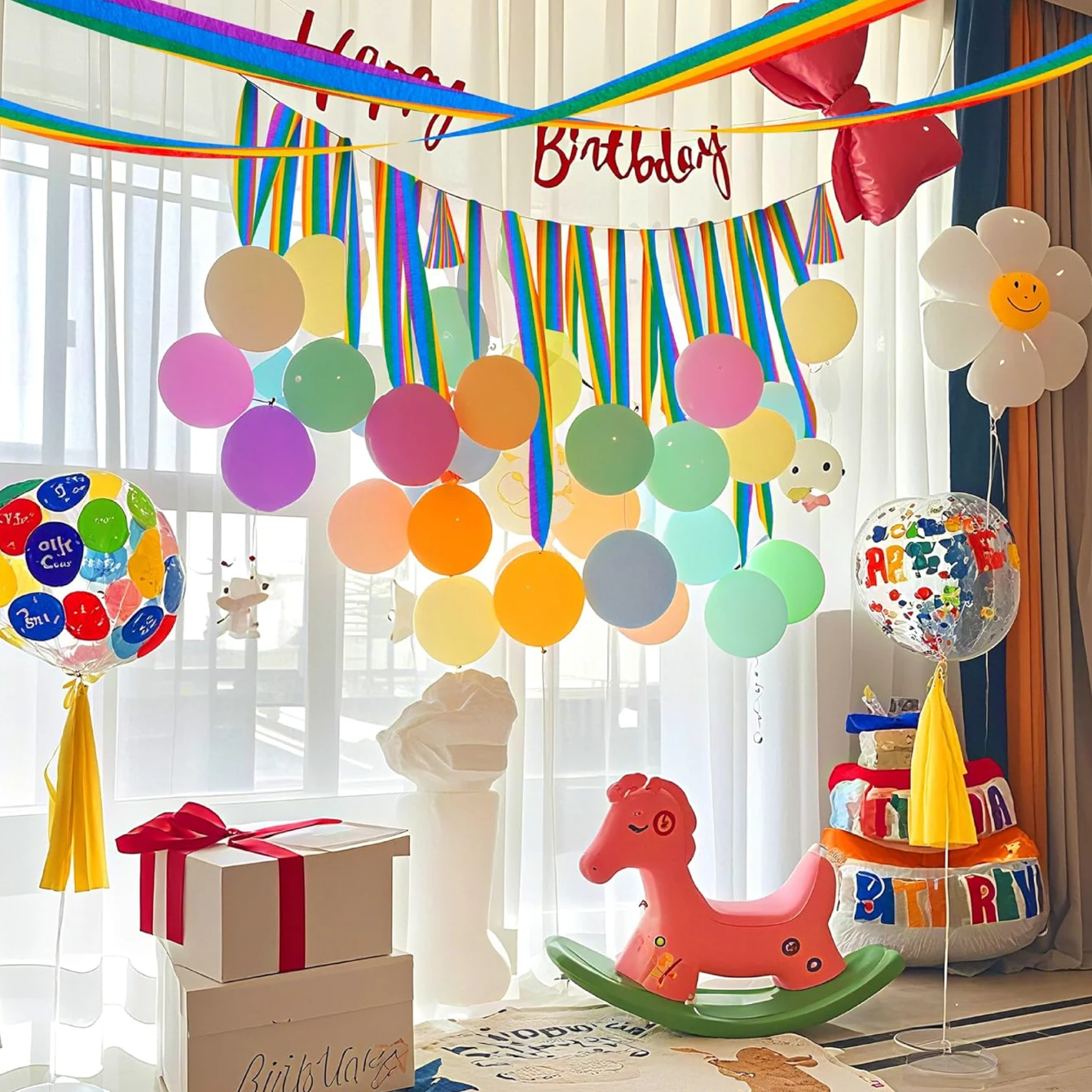 6pcs Rainbow Crepe Paper Streamers,Rainbow Streamers Party Decorations Birthday Streamers Party Streamers for Wedding Decoration