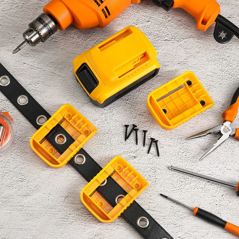 1/2/3pcs for Dewalt 18V 20V 60V Battery Holder Wall Storage Mounts Stander Mount Display Hanger Dock Battery Belt Buckle Yellow