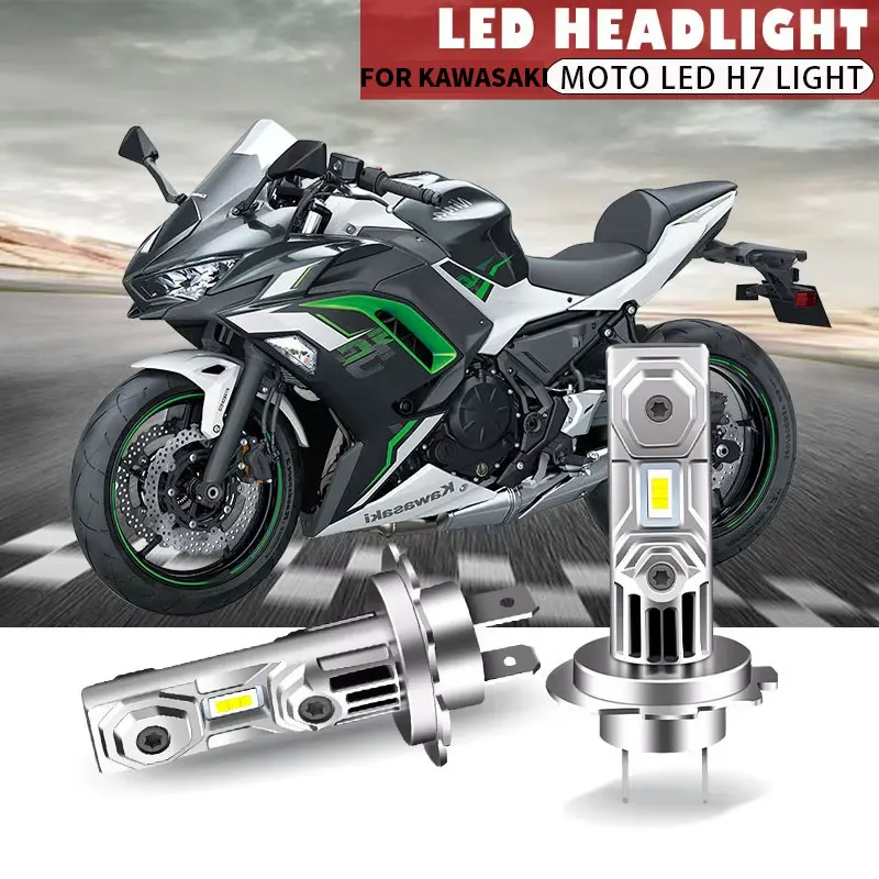 Motorcycle Headlight 12000LM 60W H7 CSP LED Bulbs Headlight Fanless Wireless Mini Size Design For Kawasaki Ninja 650 2012-2019