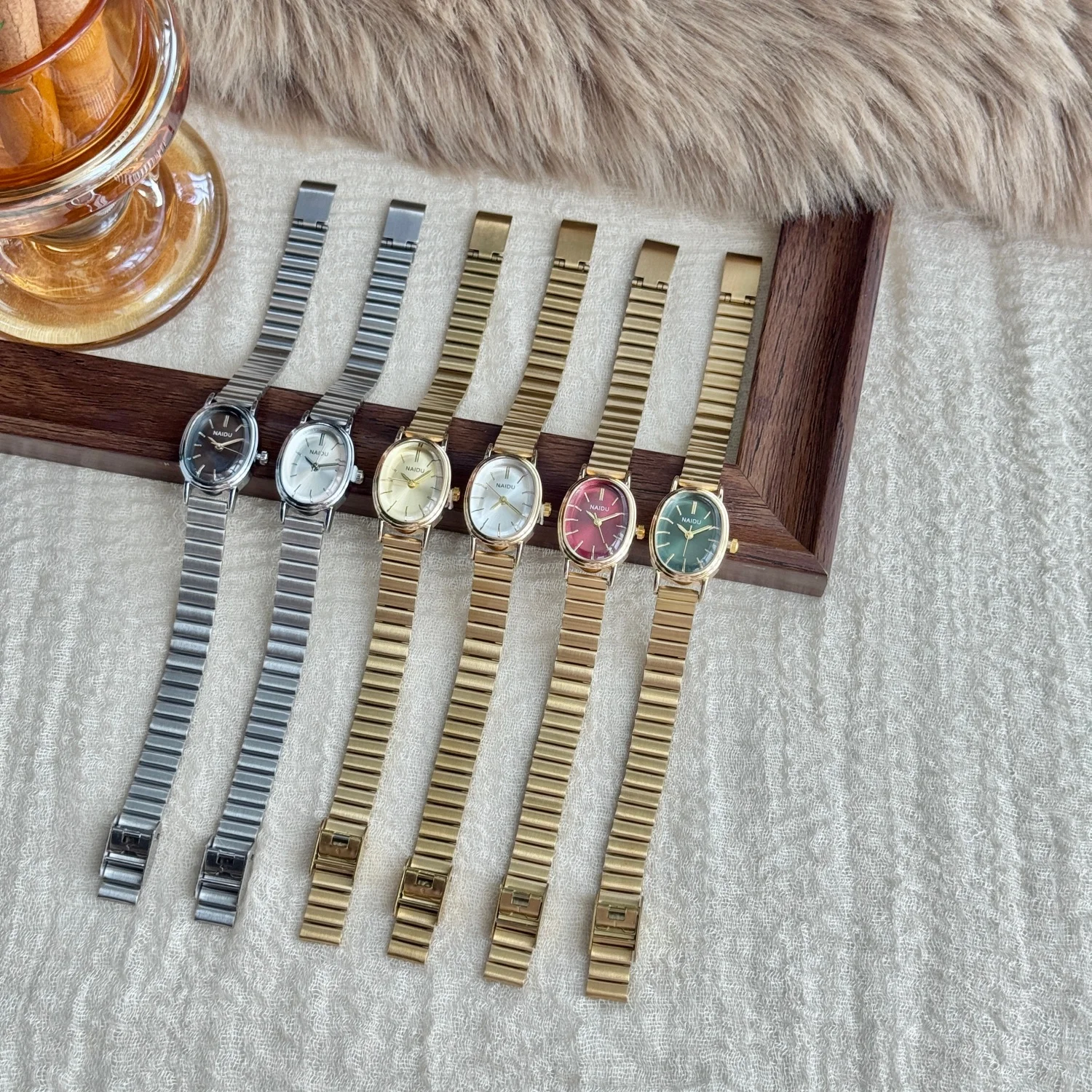 

Minimalist Women Quartz Watch Stainless Steel Oval Small Dial Gold Bamboo Strap Ladies Watches Girl Student Wristwatch Relogio