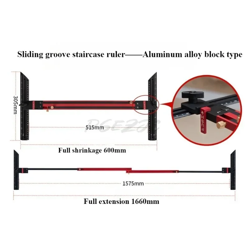 Aluminum Alloy Stair Ruler Measuring Ruler Stair Template Tool Fixture Tool Stair Tread