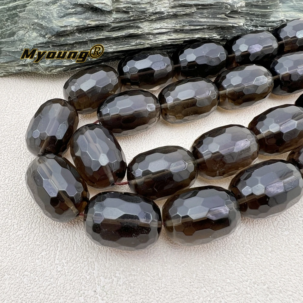 

18x25MM 16PCS Large Natural Smoky Quartz Crystal Faceted Barrel Cutting Nugget Beads For DIY Jewelry Making my231249