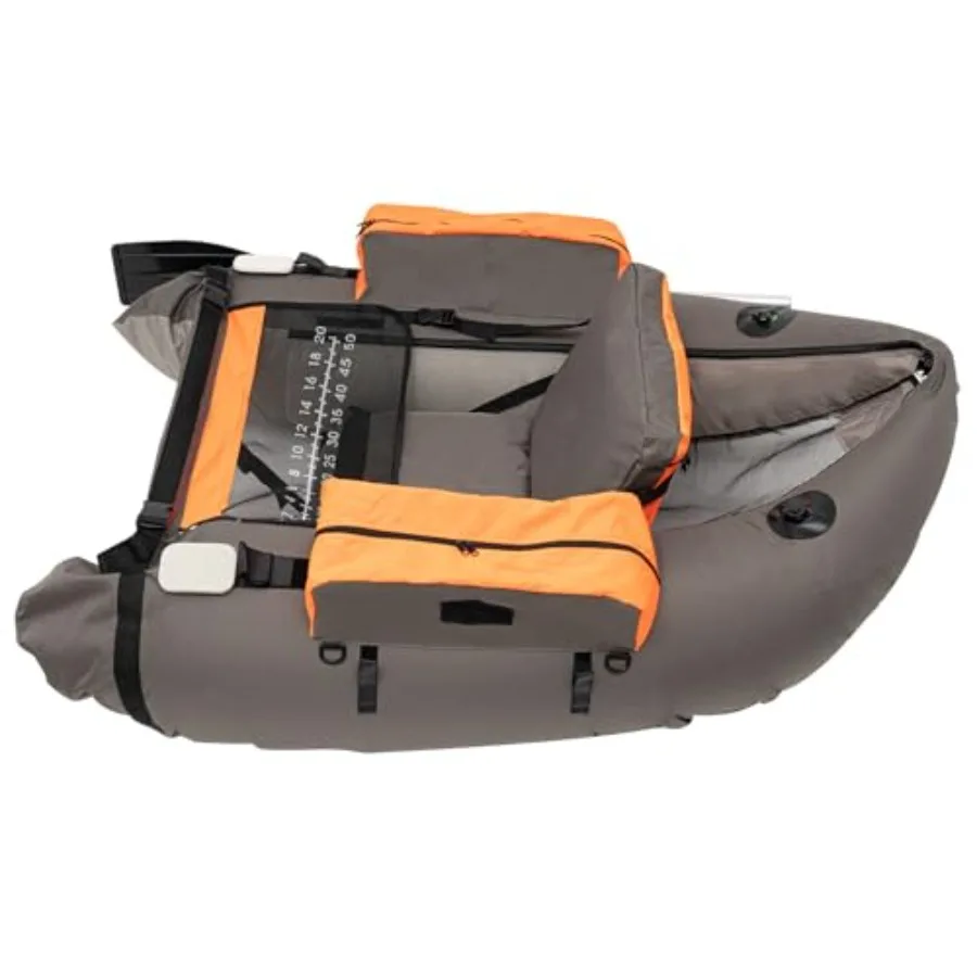 

Inflatable Fishing Boat 286.6 Lbs Capacity with Hand Air Pump Oar Fin Adjustable Backrest 90-180 Portable Fishing Raft Blue
