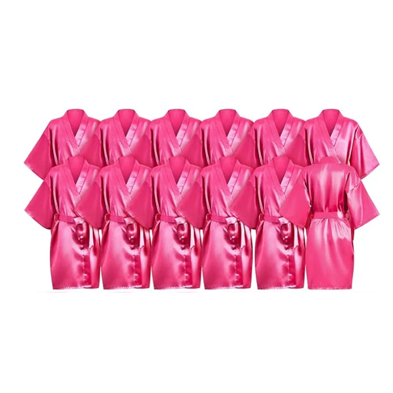 

Халаты подружки невесты для женщин, шелковое атласное кимоно, короткий халат, объемная свадебная вечеринка, готовые наряды, свадебная одежда для сна