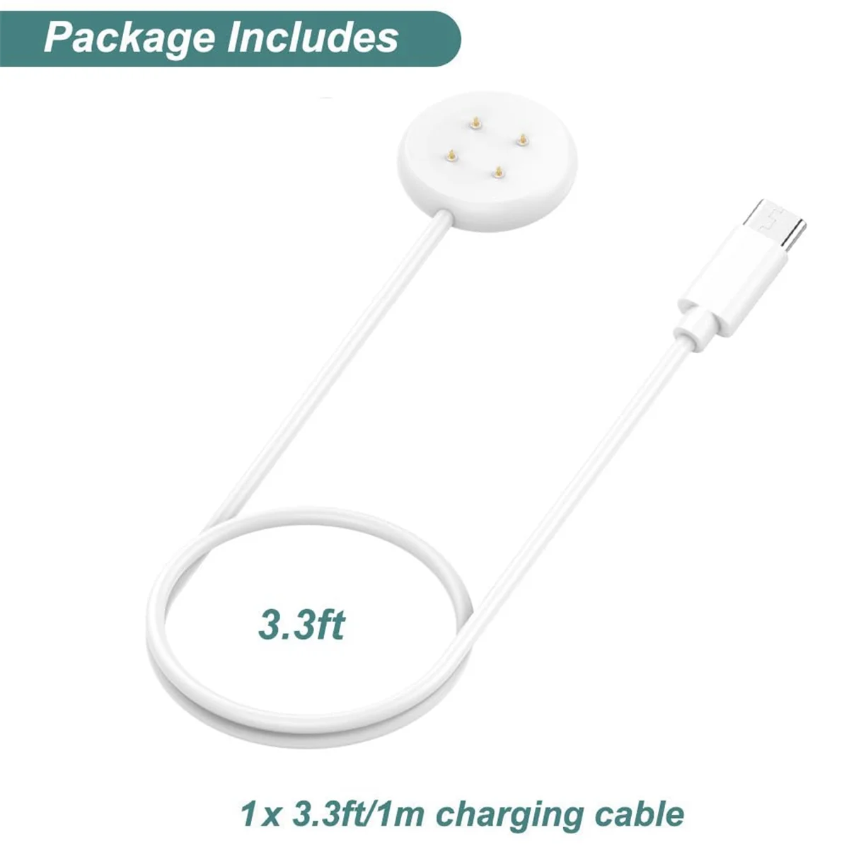 كابل شاحن A45U من النوع C لساعة Pixel 2، سلك كابل شحن مغناطيسي لساعة Pixel Watch 2 الذكية باللون الأبيض