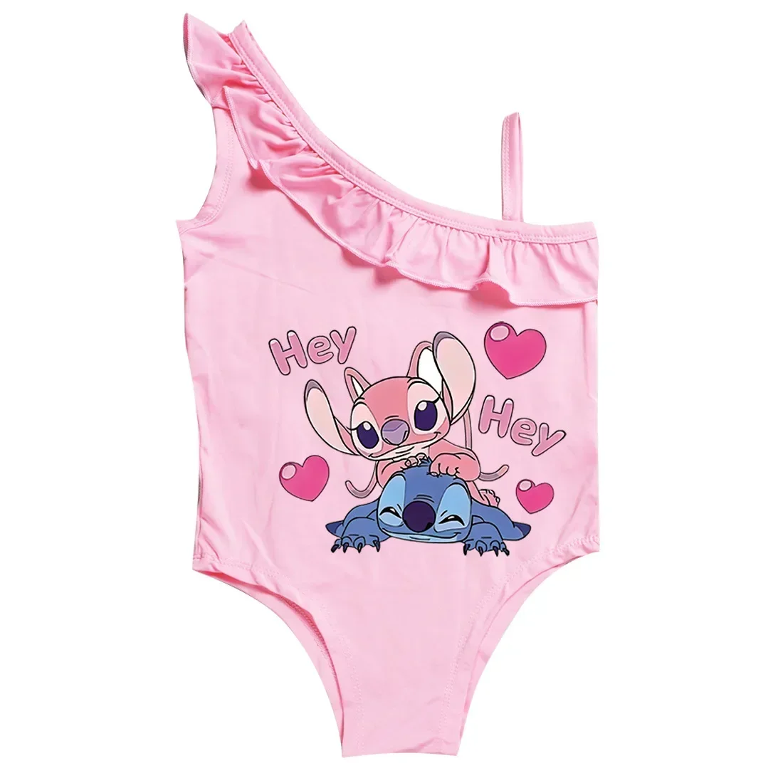 Cartoon Baby Girl Swimsuit One Piece Children Swimwear Stitch Kid Lovely Bikini Bathing Suit Beach Wear Clothes Set