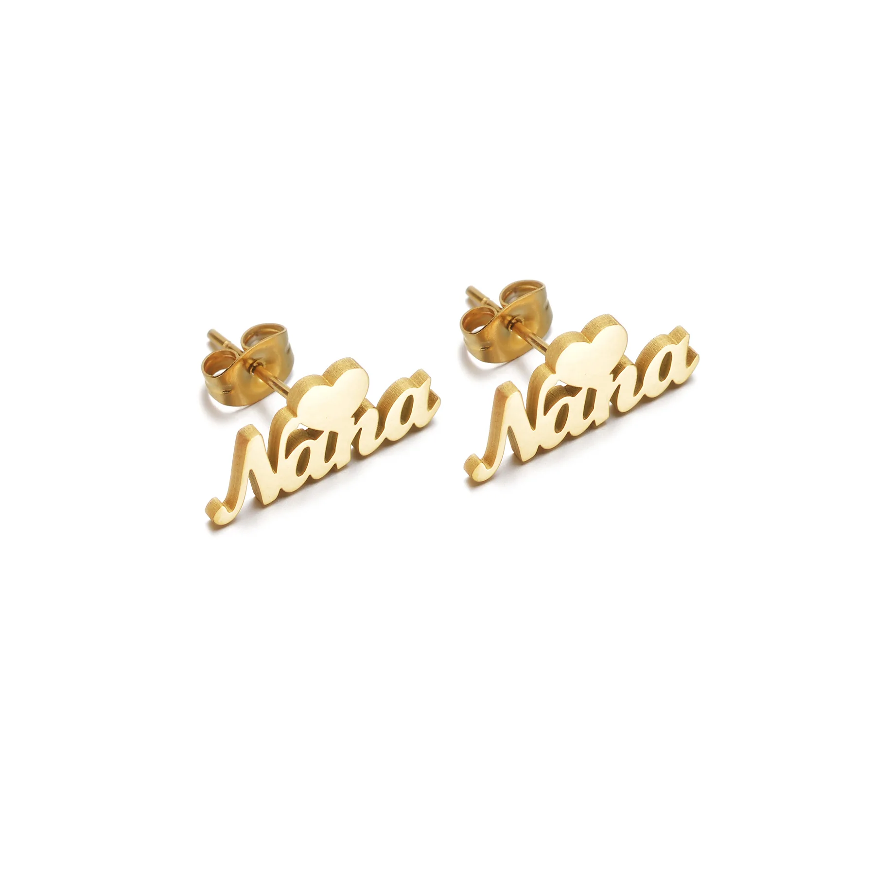 Atoztide-pendientes de acero inoxidable con nombre personalizado para mujer, aretes con forma de corazón y Estrella, Color dorado, joyería