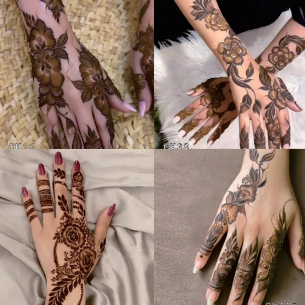 1 Sheet Flower Tattoo Stencil Waterproof Mehndi DesignHenna Tattoo Template for Women Body Painting Tattoo Tools
