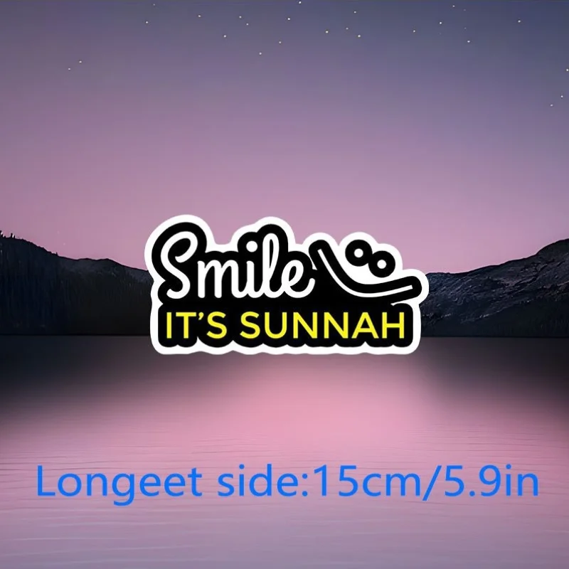 'A Smile Is a Holy Act' Matte Vinyl Sticker Black Yellow Irregular Decal Waterproof for Cars Laptops Helmets Glass Plastic Decor