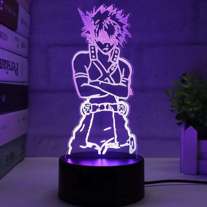 Anime My Heros Academias Led Lamp Acrylic Stand Bakugou Katsuki Action Figure Kawaii Night Light Cosplay Bedroom Decoration Gift view 6