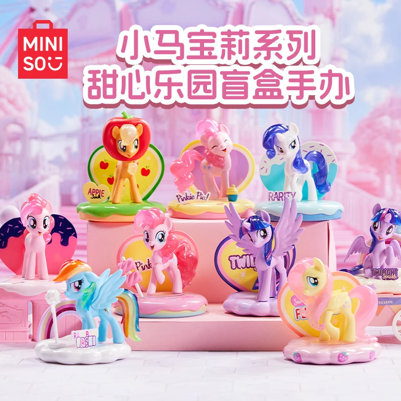 Miniso My Little Pony Sweetheart Paradise Series Blind Box Toys Pink Pie Rarity Apple Jake Fluttershy Mystery Box Surprise Gift