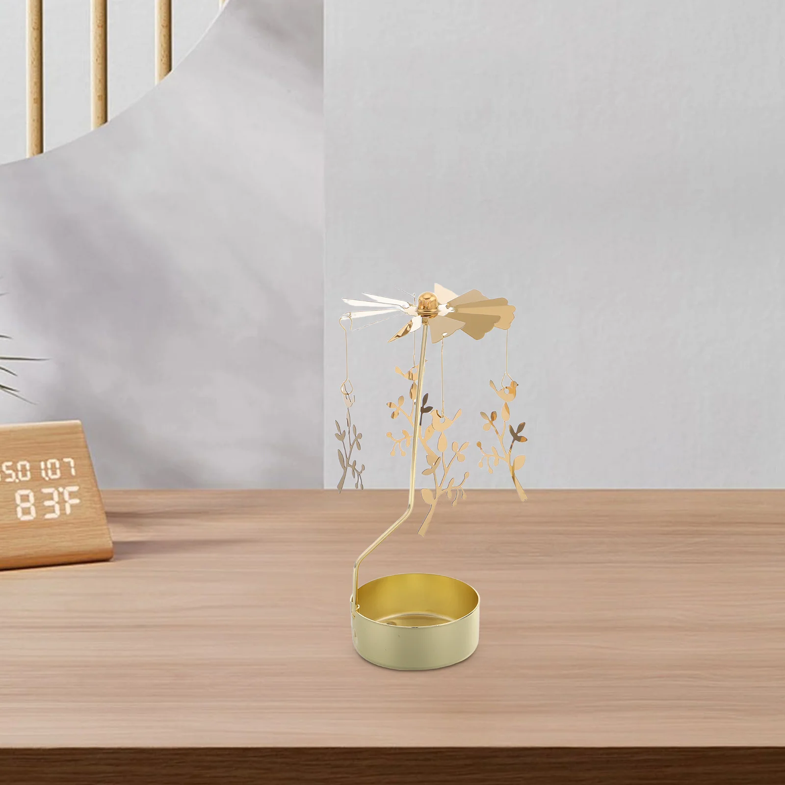 

Rotary Holder Metal Spinning Windmill Candlestick Carousel Tea Light Holder Table Centerpieces Home Decoration
