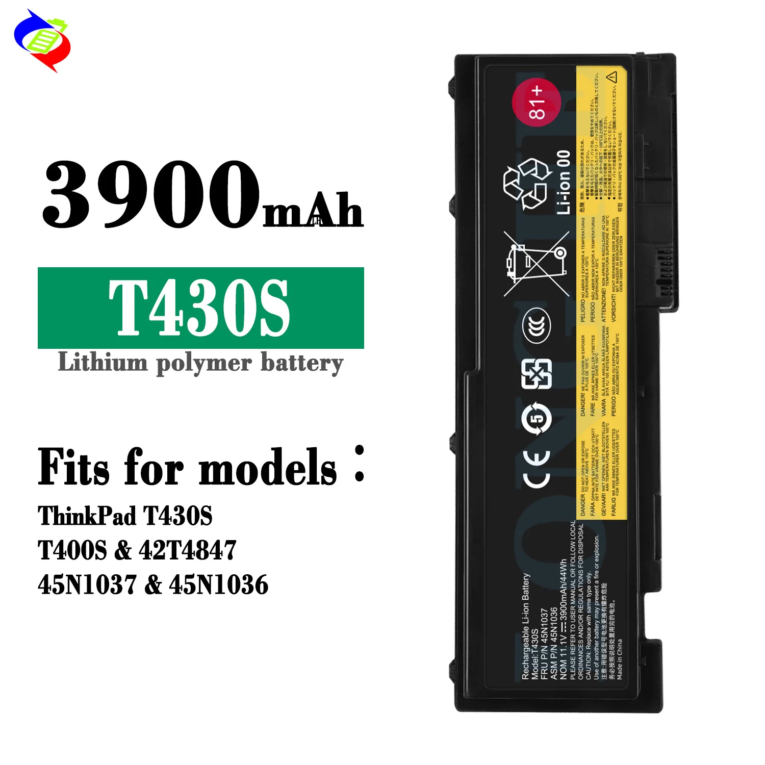 44Wh T430S Laptop Battery for Lenovo ThinkPad T420S T420si T430si 11.1V 45N1039 45N1038 45N1036 42T4846 42T4847 Battery
