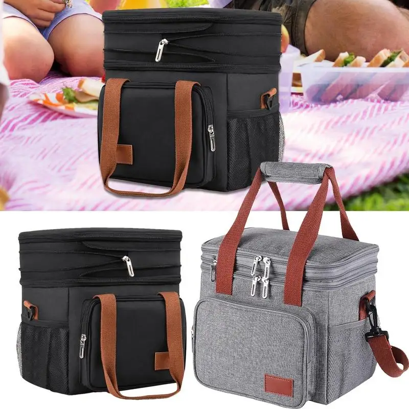 Double layer lunch bag foldable lunch bag Luch Tote Bag Multifunctional Double Layers Tote Cooler Lunch Bags Picnic Lunch Box