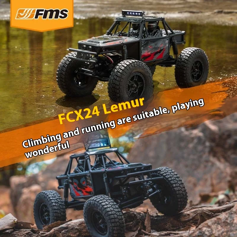 FMS 1/24 FCX24 여우 리모컨 오프로드 차량, 듀얼 스피드 문짝 브릿지, 수륙 양용 등반 차량 시뮬레이션 모델 장난감