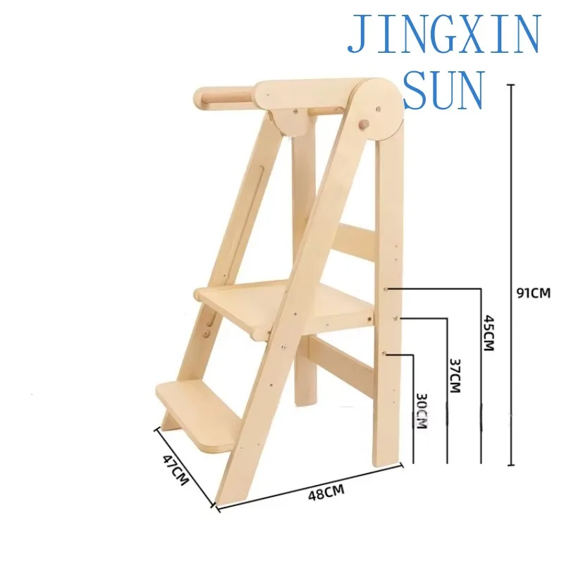 New household solid wood folding tower Foldable learning tower suitable for kitchen bathroom step assistant stool