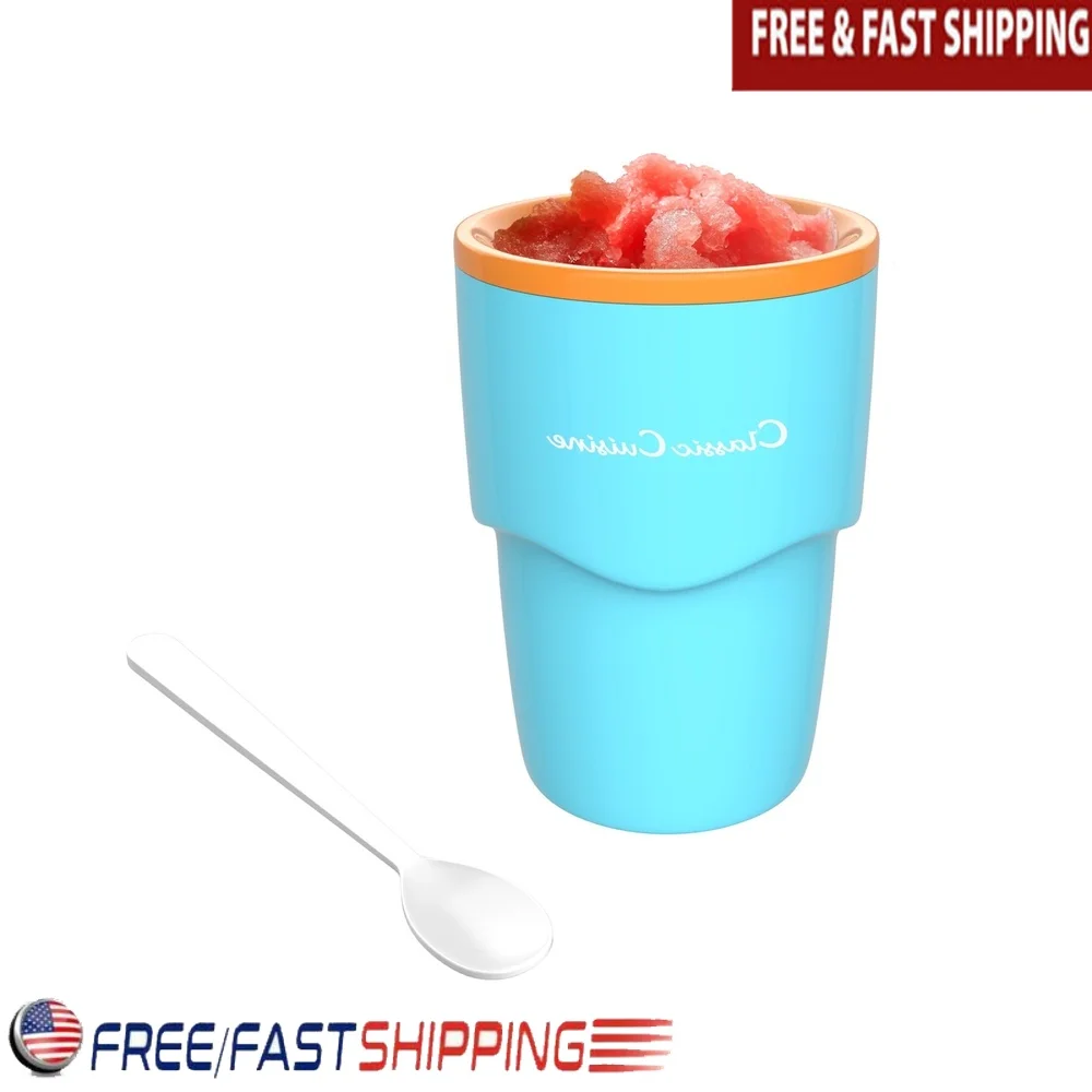 Slushy Maker Cup Frozen Treat Maschine mit langem Griff, Löffel, selbstgemachte Slushies, Milchshakes und Frozen Drinks, Geschenkidee