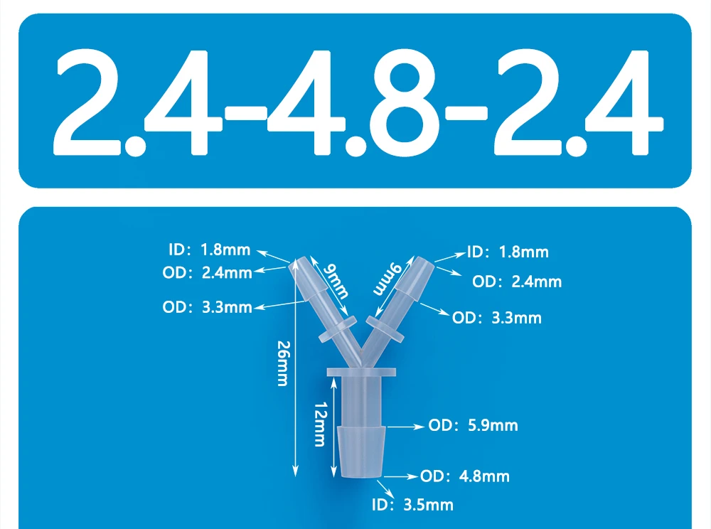 2,4 mm-12 mm Y-förmiger Dreiwege-Wasserteiler aus Kunststoff mit variablem Durchmesser, Baota-Dreiwege-Schlauchverbinder aus Silikonkautschuk – Detail 3