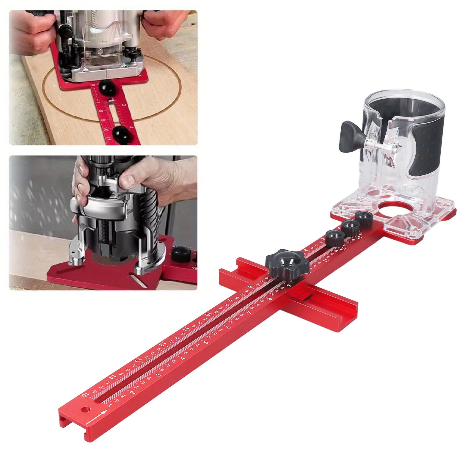 Router Milling Groove Bracket 4 in 1 Cabinet Hardware Jig Circle Cutting Guide Adjustable Woodworking Tool 445mm Length