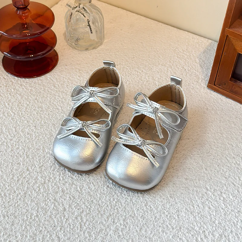 Casual Daily Princess Shoes for Girls Spring Autumn Comfortable Best Kids Shoes Mary Jane Double Bow Soft Non-Slip Sole