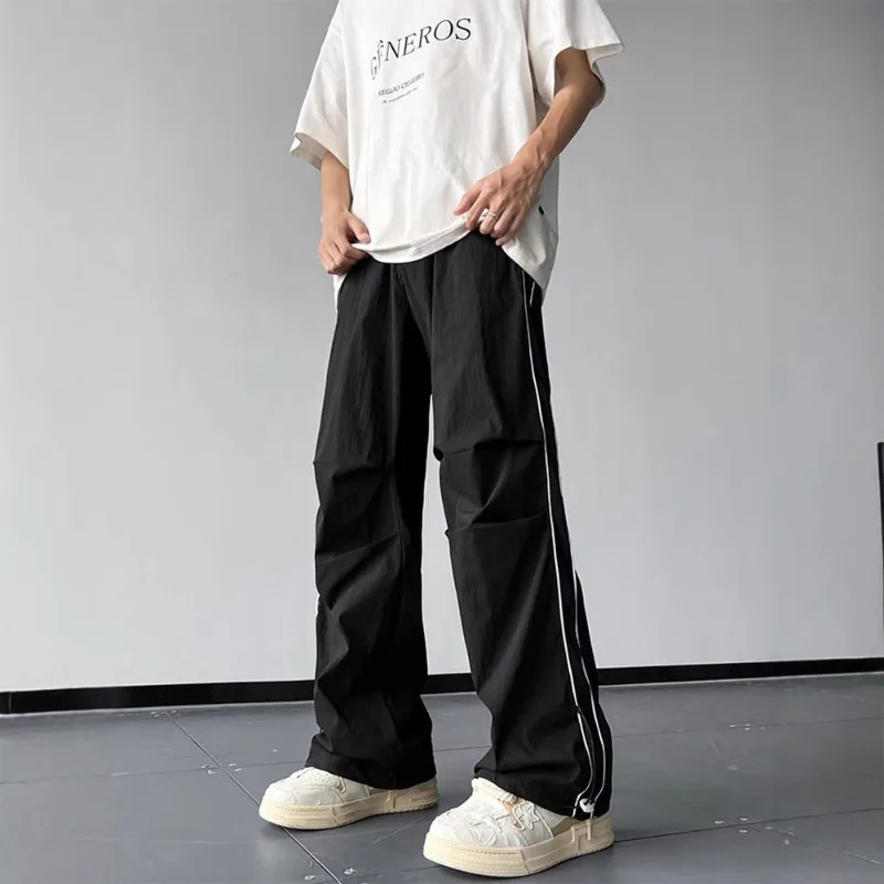 Korean Style High Street Quick Drying Cargo Pants for Men 2026 Summer New Casual Baggy Pants Joggers Men Sweatpants Streetwear