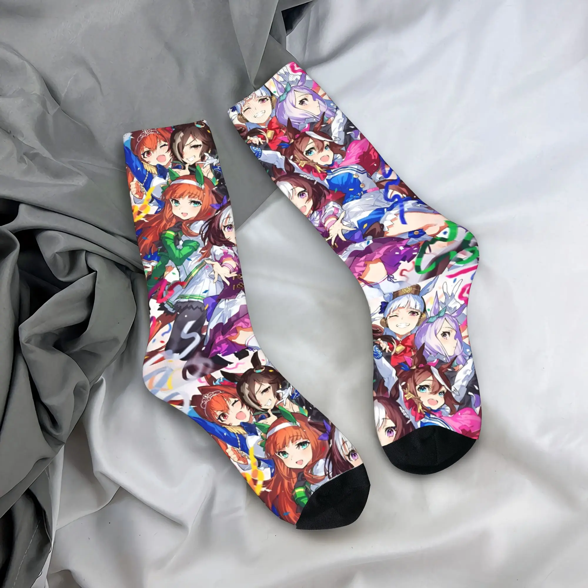 جوارب هيب هوب Umamusume Pretty Derby Anime لكرة السلة من البوليستر جوارب طويلة للنساء والرجال ماصة للعرق