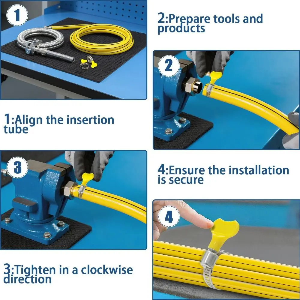 30pcs Yellow Plastic Handle Stainless Steel Hose Clamps Stainless Steel Screw Band Adjustable Size T Bolt Pipe Clamp