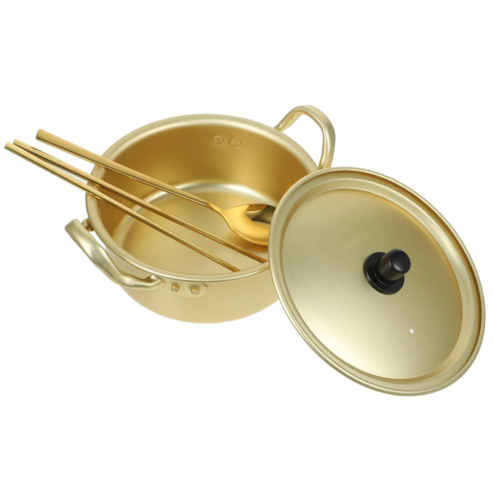 

1 set Ramen Korean Noodle Pot With Double Handles Non-Stick Aluminum Cooking Pot For Soup Seafood Milk Heating Household