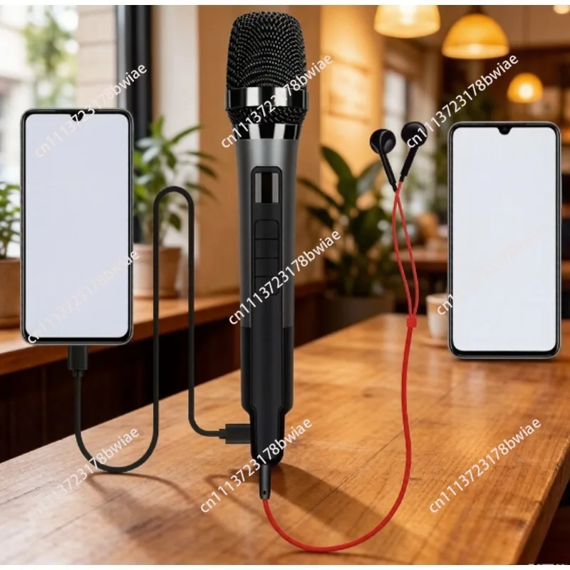 Reverberation all-in-one sound card microphone ktv singing microphone outdoor live broadcast noise reduction handheld microphone