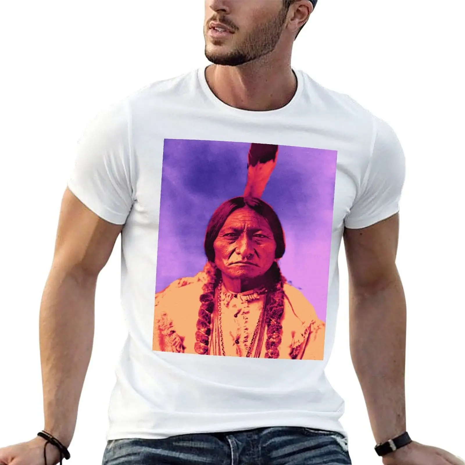 تي شيرت رفيع للرجال قمصان للقمصان القطنية الرجالية تي شيرت الثور جرافيك عتيق تي شيرت رجل يجلس #1