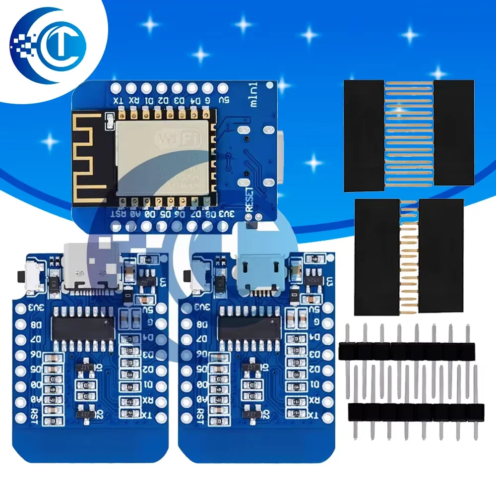 Industrial-Grade 3.3V WiFi Module – 11-Pin ESP-12F (ESP8266EX) for Arduino/WeMos D1 Mini Compatible